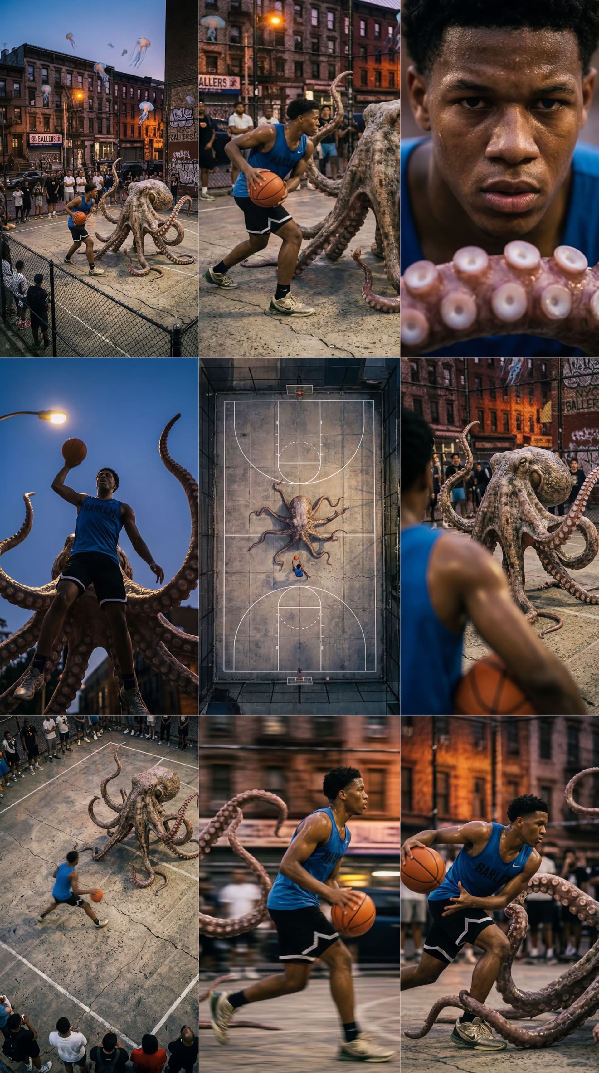 Kraken plays basketball